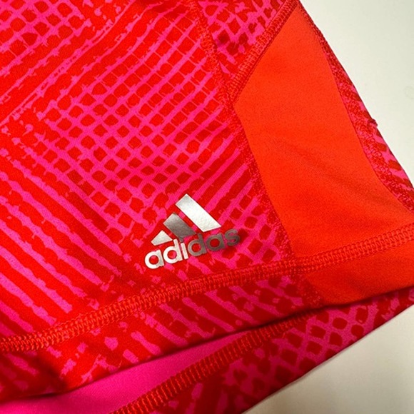 Adidas Climalite Techfit Compression Shorts Pink & Orange Abstract Womens Small - Picture 2 of 6